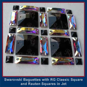 Cluster of Swarovski Sew On Baguettes in Crystal AB